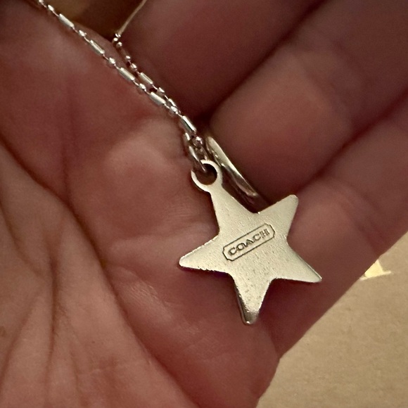 Coach Baby Blue Enamel Signature Star Pendant .925 Sterling Silver Necklace - Picture 5 of 5